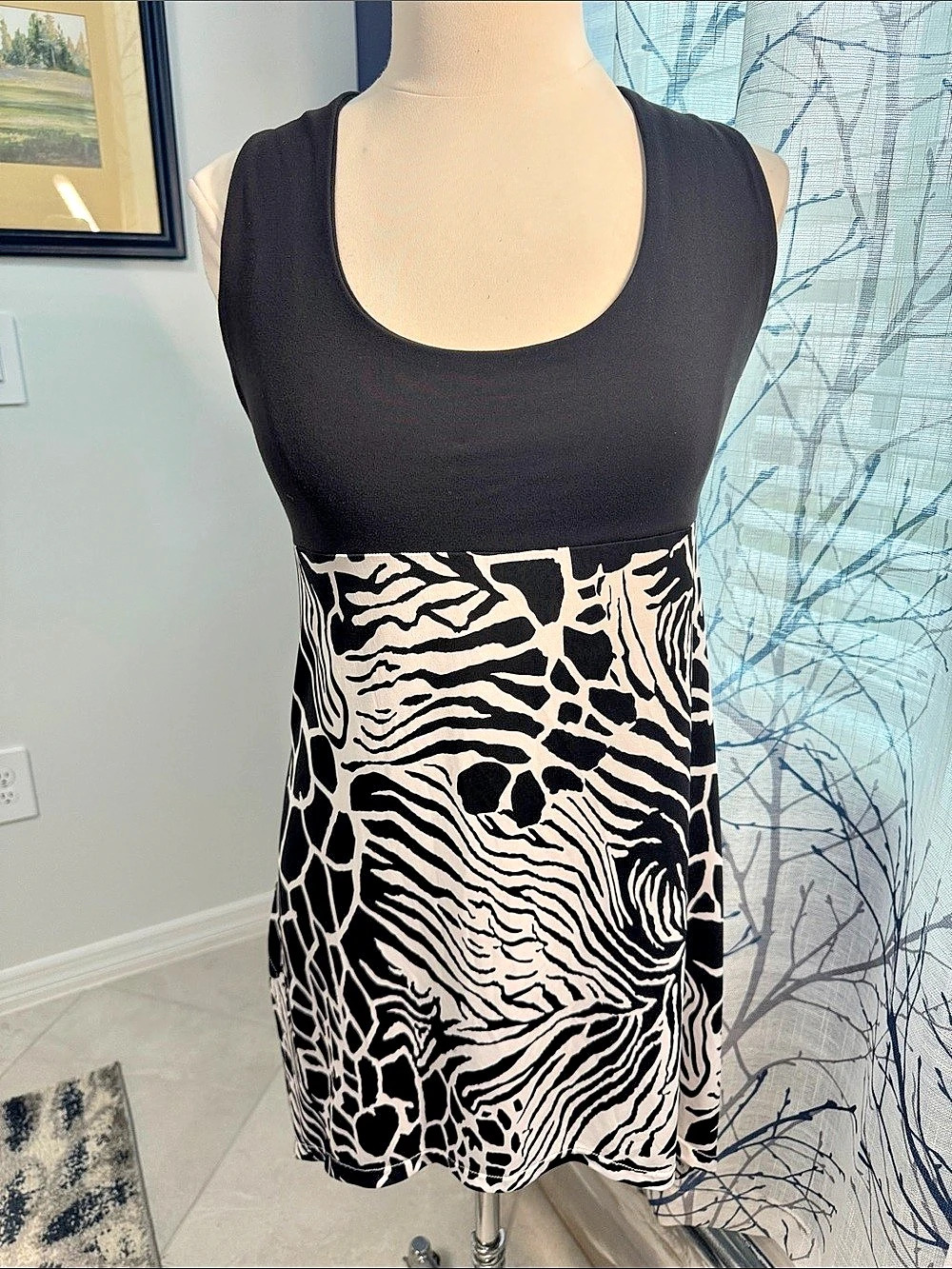Biondo Animal Print Mini Dress in Black & white Size Large